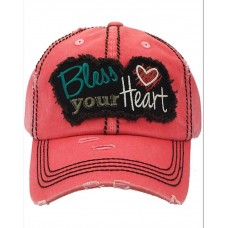 Rugged Distressed “Bless Your Heart” Mujer’s Baseball Cap...Brand New  eb-55981941